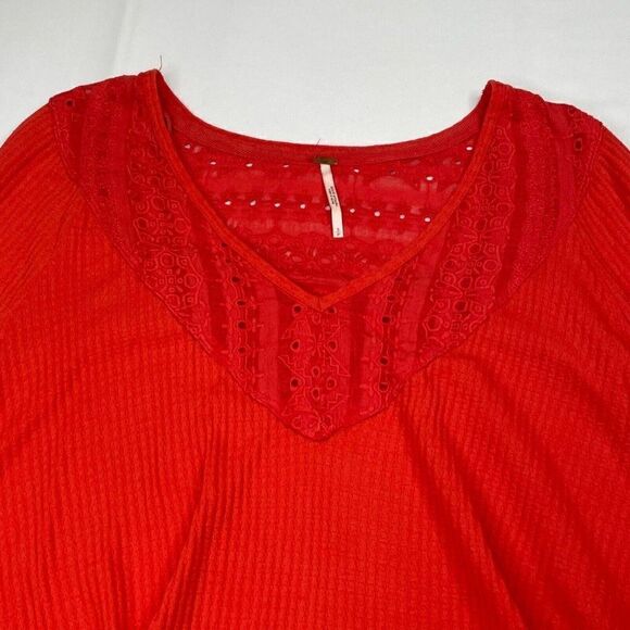 Free People Parisian Nights Eyelet Top Vermillion - Picture 8 of 12